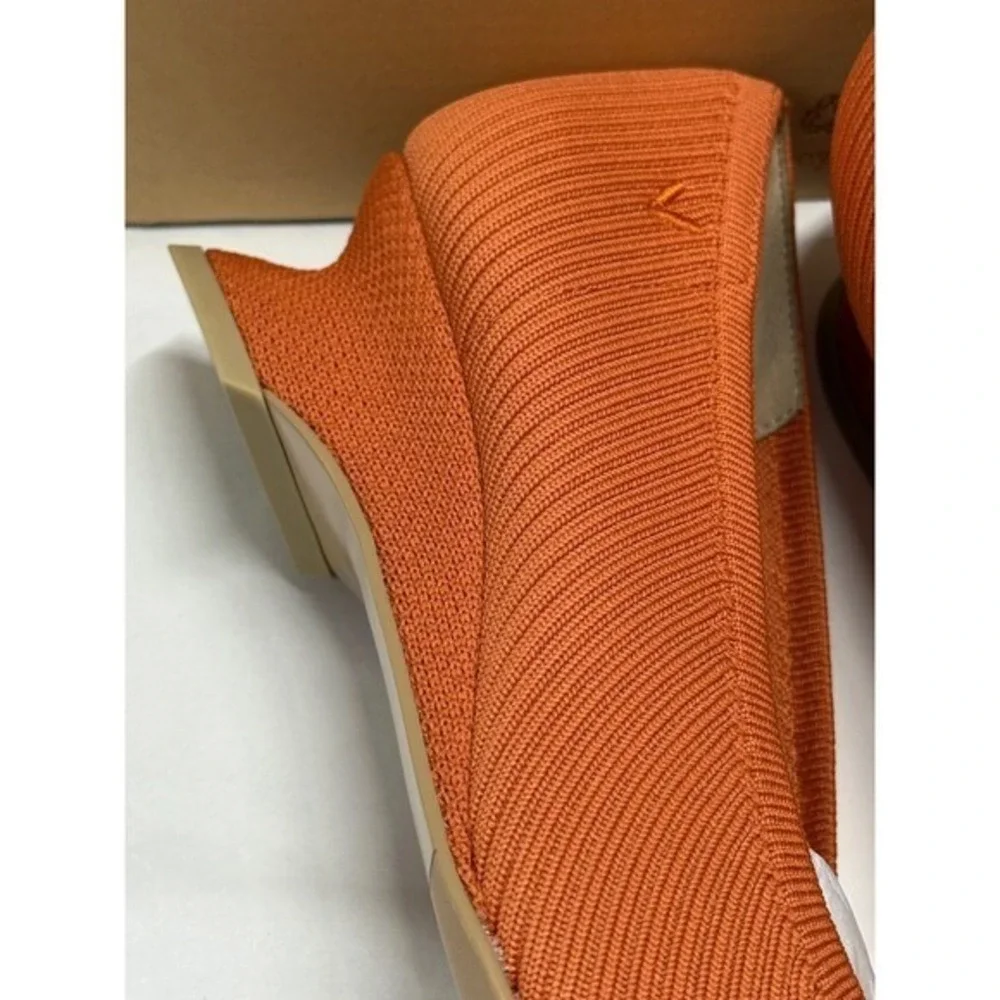 VIVAIA Pointed Toe Striped Wedge Flats Orange Women's EU/35 US/5 Comfort Shoes